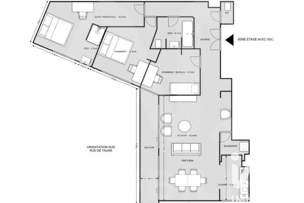 Appartement à vendre 4 pièces 98 m² Paris 16