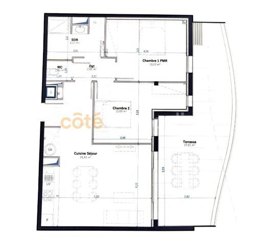 Vente
                Appartement64,9 m² - 3 Pièces -
                    NARBONNE (11100)