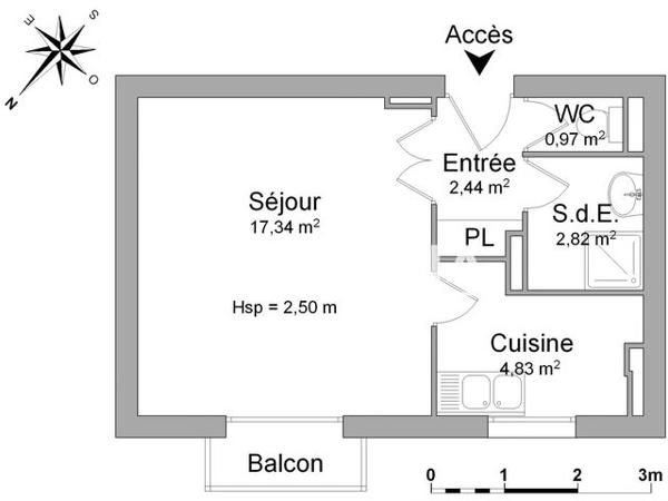 Location Studio 28.38 m² - 13 RUE ANDRE BOLLIER Saint Maur Des Fosses 94100