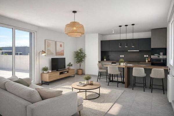 Appartement T3 en attique avec grande terrasse