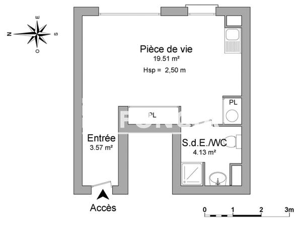 Location Studio meublé 27.21 m² - 5 RUE THEOPHILE LEAUD Niort 79000