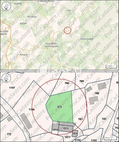 Terrain de 1620m² constructible Saint-Alban-Sur-Limagnole (48120)