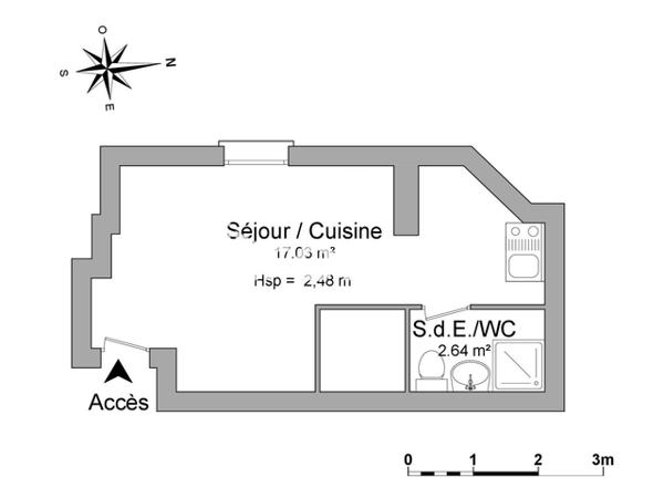 Location Studio 19.67 m² - 11/13 RUE GUILBERT Caen 14000