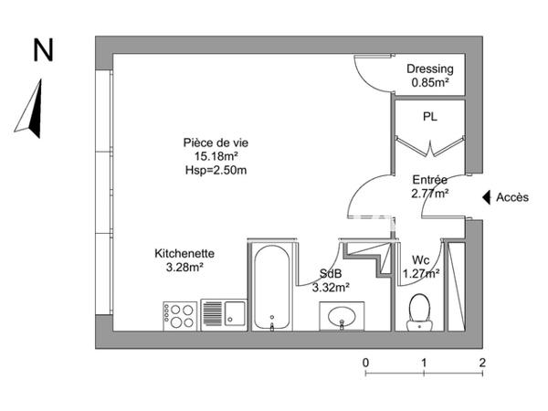 Location Studio 27.38 m² - IMPASSE CARROS Talence 33400