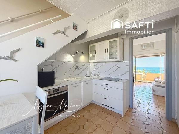 FRÉJUS PLAGE – Dernier étage,  2 pièces en Duplex avec terrasse et vue mer panoramique.