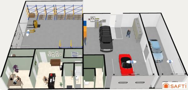 Bâtiment artisanal avec bureaux et grand terrain