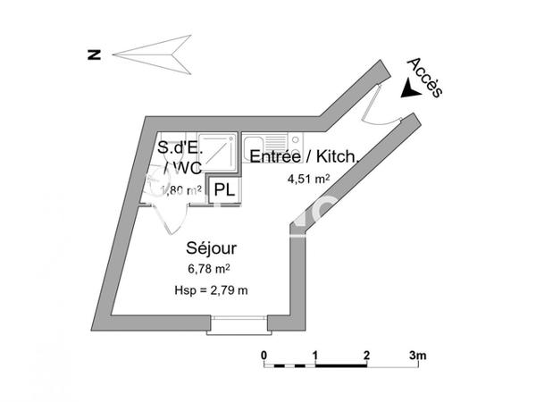 Location Studio meublé 13.09 m² - 73 BD DE LA TOUR D'AUVERGNE Rennes 35000