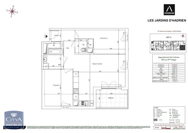 Appartement à louer 3 pièces 64.35m²