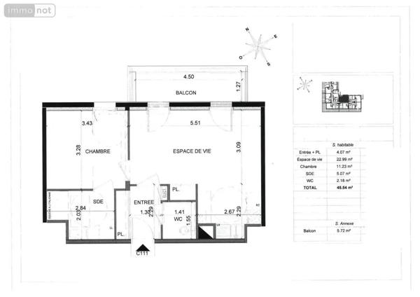 Location - Appartement Saint-Barthélemy-d'Anjou 49124 2 pièces 45 m 2