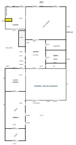 Dpt Vosges (88), à vendre RAMBERVILLERS immeuble T15 de 280 m2 à rénover en 5 ou 6 appartements avec cour