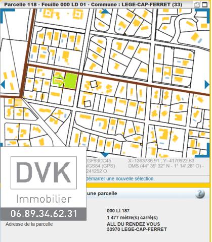 Cap ferret (33970) Terrain de 1477 m2 constructible sur le Cap Ferret