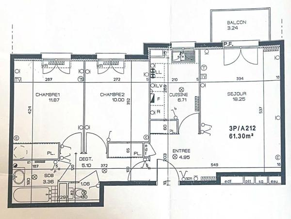 Appartement 3 pièces 61.3 m2