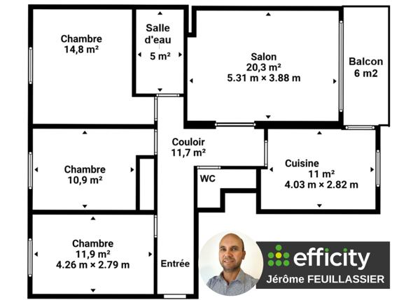 Appartement
         4 pièces
        - 89 m² Exclusivité 209 000 € *