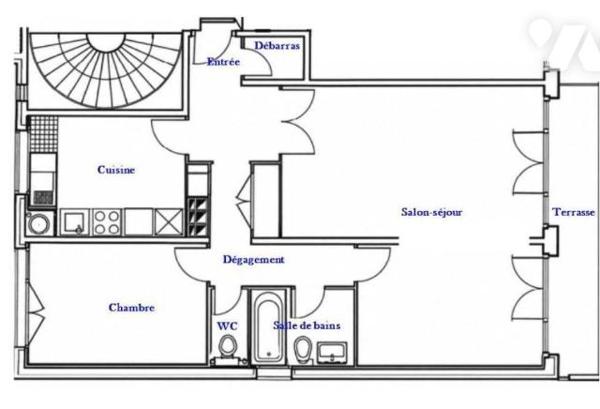 Quartier "Les Coteaux", appartement de type T2 de 63m² Carrez, à proximité immédiate de toutes ...