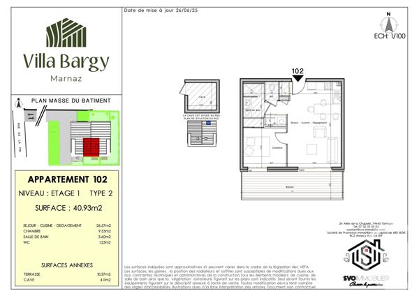 Appartement T2 à vendre  2 pièces - 40,93 m2 MARNAZ - 74