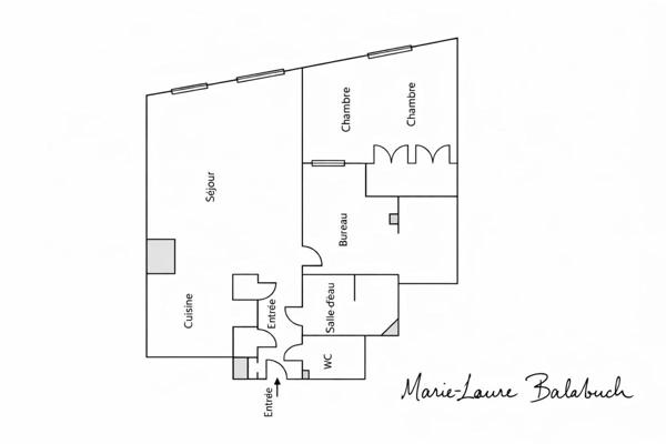 Appartement Paris 6 -ème Faux T3 -1 chambre + bureau - Ascenseur