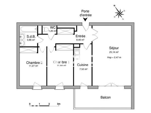 Location Appartement 3 pièces 68.85 m² - 20 RUE ERNEST MICHEL Montpellier 34000