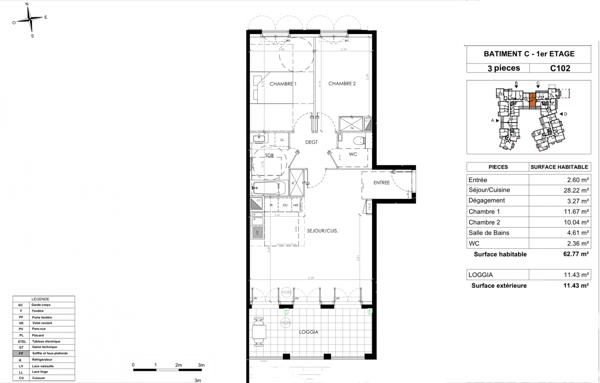 Appartement à vendre 3 pièces 62,77 m² Le Plessis-Robinson