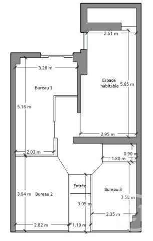 Appartement F4 à vendre  4 pièces - 57,66 m2 PARIS - 75013