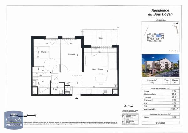 Appartement à vendre 2 pièces 44.07m² Montchanin (71210)