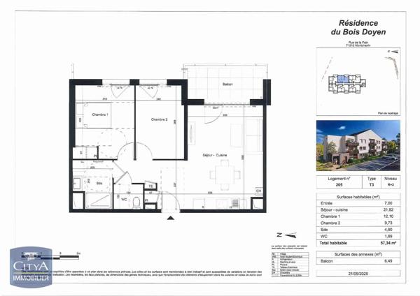 Appartement à vendre 2 pièces 44.07m² Montchanin (71210)