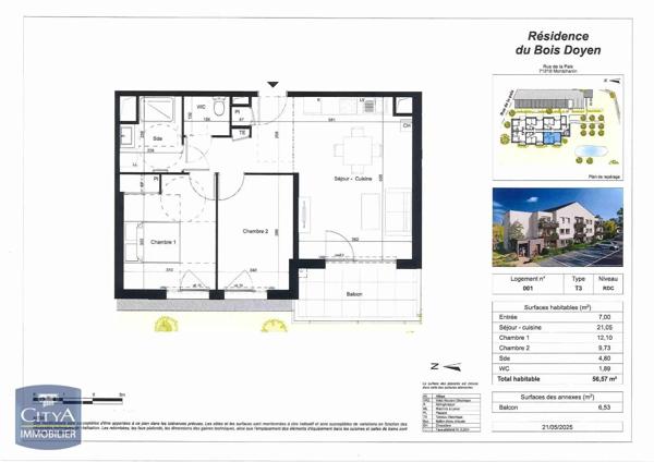 Appartement à vendre 2 pièces 44.07m² Montchanin (71210)