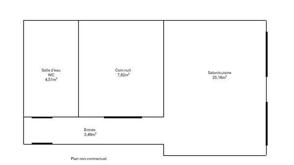 Grand studio 41 m2 Paris 75017 au métro Guy Môquet