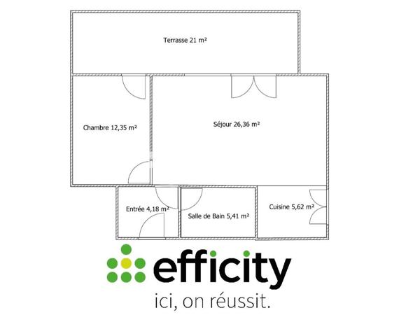 Appartement 2 pièces - 54 m²