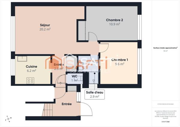 Appartement 3 pièces lumineux proche gare du Stade