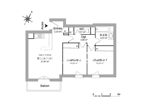 Location Appartement 3 pièces 54.6 m² - RESIDENCE QUATROCENTO Le Mans 72000
