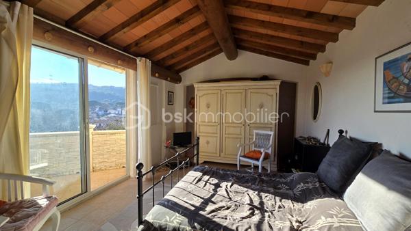 Dans un secteur prisé de Bagnols-sur-Cèze (30200), proche des commodités, venez découvrir cette villa T6 de plus de 156m² avec une vue dégagée, chambres en RDC, spa, piscine, pool house, le tout sur un terrain de 1136m². 
La maison est composée comme suit : 
Au RDC :
- Un salon/séjour avec cuisine donnant sur une magnifique terrasse avec VUE
- Deux chambres dont une avec dressing
- Une salle d'eau 
- Un WC indépendant
- Un cellier 
- Une pièce avec spa
À l'étage : 
- Deux chambres donnant sur une autre terrasse 
- Une salle de bains avec WC 
Côté extérieur, profitez d'un jardin entretenu avec soin, piscine 7,5x3,5 chauffée avec une pompe à chaleur et pool house, 
Menuiseries en double vitrage pvc et aluminum, chauffage au sol, portail électrique et poêle à granulés. 
Pour plus d'informations et demande de visite, n'hésitez pas à contacter Colline RIGAUT au O7 69 77 44 19