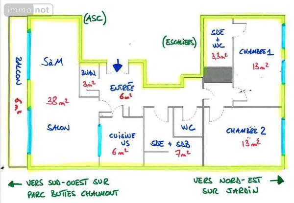 Achat - Appartement Paris 19e Arrondissement 75019 4 pièces 94 m 2