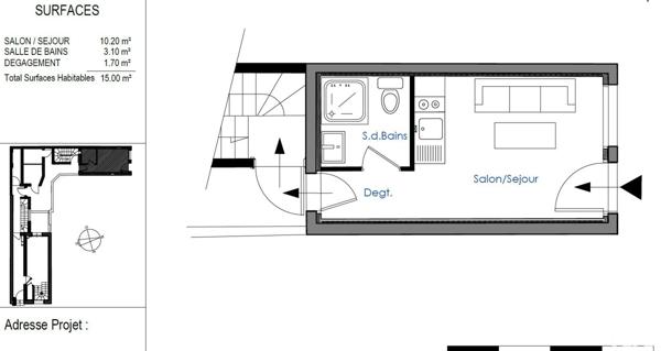 Appartement 1 pièce de 15 m² à Bagneux (92220)