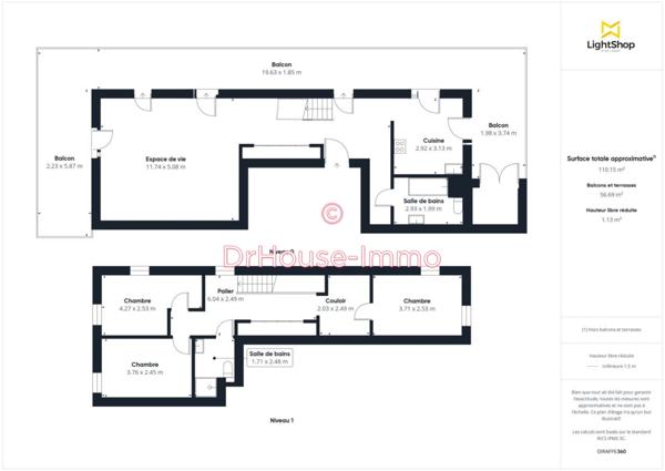 Appartement à vendre 4 pièces de 105 m²