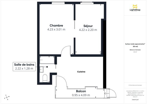Appartement à vendre  2 pièces - 35,69 m2 PARIS - 75011