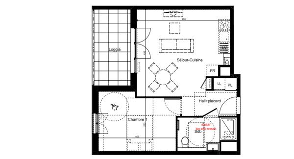 Appartement 2 pièces 42.1 m2
