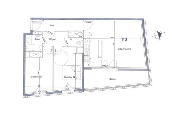 Appartement 3 pièces - 68 m² Exclusivité efficity