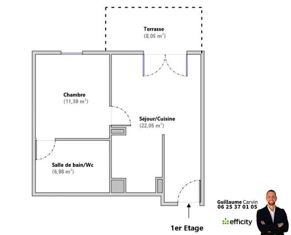 Appartement 2 pièces - 40 m² Exclusivité efficity