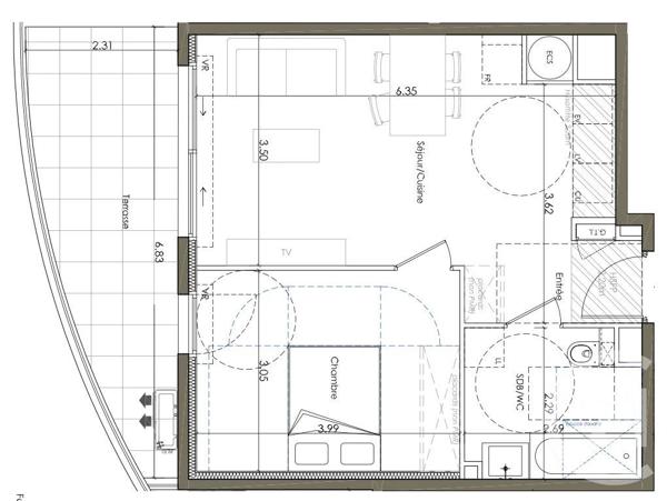 Appartement T2 à vendre  2 pièces - 42,10 m2 VALBONNE - 06