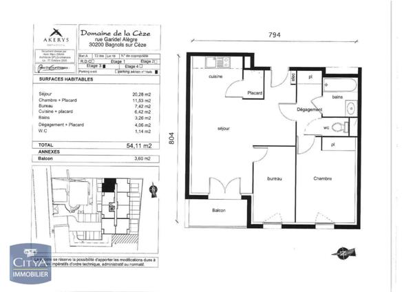 Appartement à louer 3 pièces 54.11m²