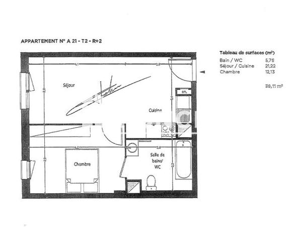 Location Appartement 2 pièces 39.11 m² - 3 RUE JEAN MOULIN Lens 62300