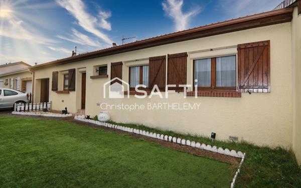 Maison de 77m2, 3 chambres, de plain-pied avec garage et véranda