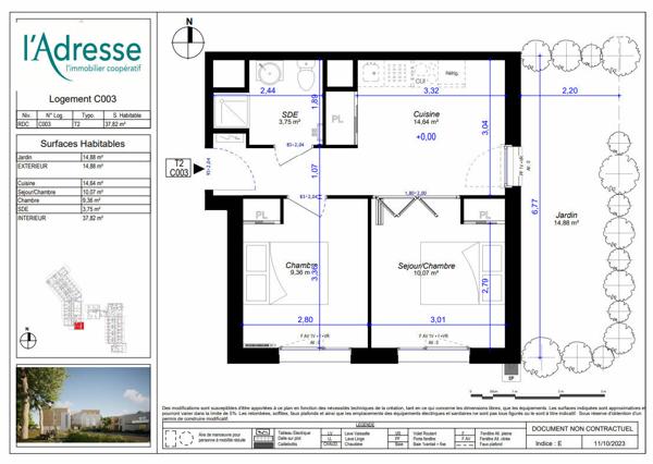 APPARTEMENT ETUDIANT T2 (possibilitéT3) AV JARDIN 38M²