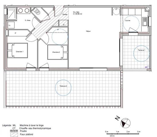 Appartement T3 de 63.98 m² avec ascenseur et double terrasse - 83300 Draguignan - Réf 84409445
