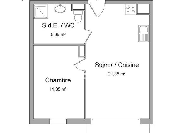 Location Appartement 2 pièces 39.15 m² - 9/11 RUE CHARLES VAILLANT Roissy En Brie 77680