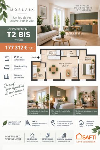 T2 Bis neuf de 45,83 m², un appartement pensé pour conjuguer confort et polyvalence !