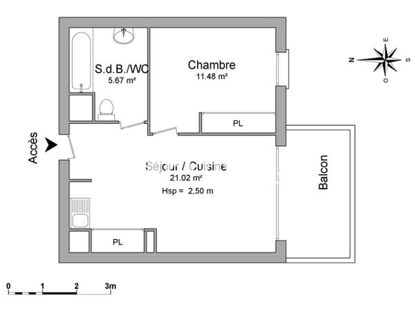 Location Appartement 2 pièces 38.1 m² - 1 CHEMIN DE VIREBENT Toulouse 31200