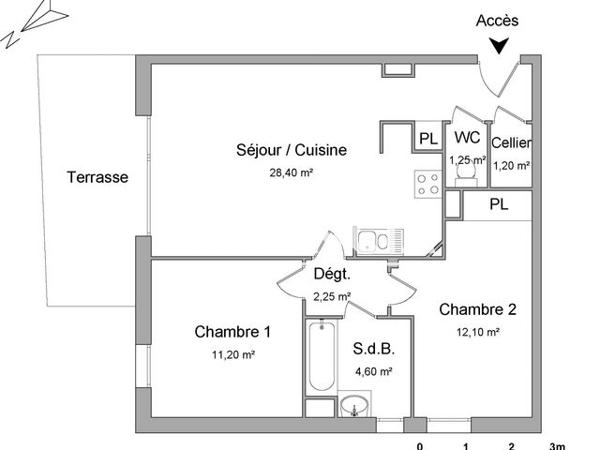 Location Appartement 3 pièces 61 m² - 77 AVENUE DE LA MARQUEILLE Saint Orens De Gameville 31650