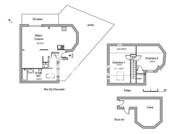 Location Maison 3 pièces 59.9 m² - 85 RUE DE LA SEINE Caen 14000