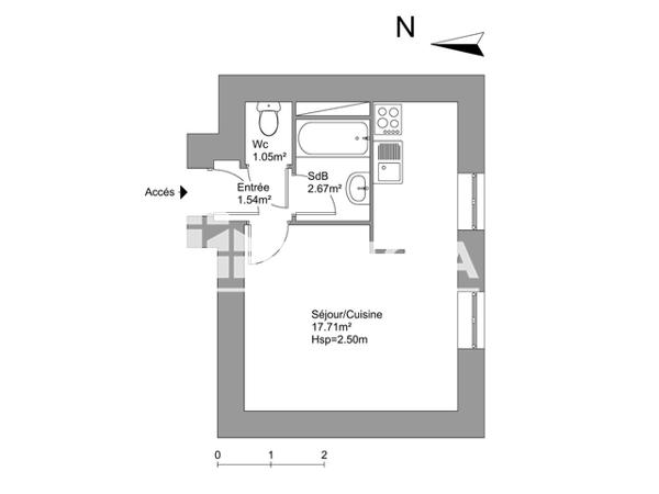 Location Studio 22.9 m² - 22 RUE HAUTE Voiron 38500
